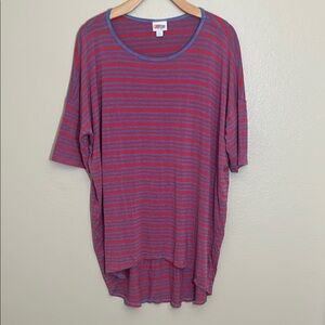 LuLaRoe Red Blue Hi Low Short Sleeve Tee